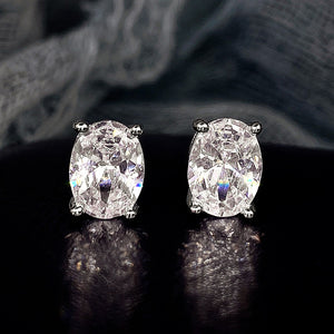 Oval Solitaire Stud Earrings In Ten Bright Stone Colors