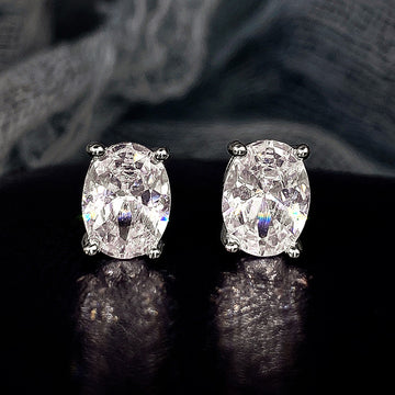 Oval Solitaire Stud Earrings In Ten Bright Stone Colors