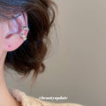 Silver Tone Crystal Leaf Ear Cuff Earrings Decorative Jewelry Pair view 3