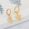 Gold Tone Asymmetric Crystal Boy and Girl Huggie Drop Earrings view 3