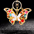 Colorful Openwork Butterfly Keychain with White Enamel and Gold Tone Frame view 6