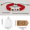 Red Acrylic Bead Mom Heart Adjustable Cord Bracelet view 2