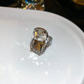 Silver Tone Oversized Clear Cushion Rectangle Crystal Statement Ring view 6