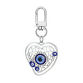 Twelve Piece Silver Tone Hamsa Heart and Evil Eye Keychain Set view 5