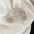 Metal Flower Open Cuff Bangles Gold Silver Style Mix view 10
