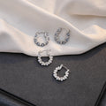 Silver Tone Scalloped Hoop Earrings Pearl Gray And White view 1