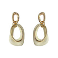 Gold Tone Textured Top And Cream White Open Sculpted Drop Earrings view 5
