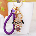 Jeweled Lucky Dog Keychains with Braided and Bare Wrist Loop Options view 12