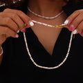 White Pink Sea Shell Bead Necklace And Bracelet Gold Spacers view 4