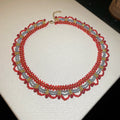 Beaded Scallop Collar Necklaces in Five Pictured Color Designs view 1