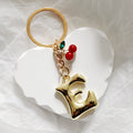 Gold Tone Cherry-Sprig Bubble Letter Keychains from A to Z view 7