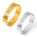 Geometric Hollow Cutout Metal Bracelet Gold Steel Tones view 5