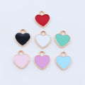 Gold Tone Enamel Heart Charms in Seven Solid Colors view 3