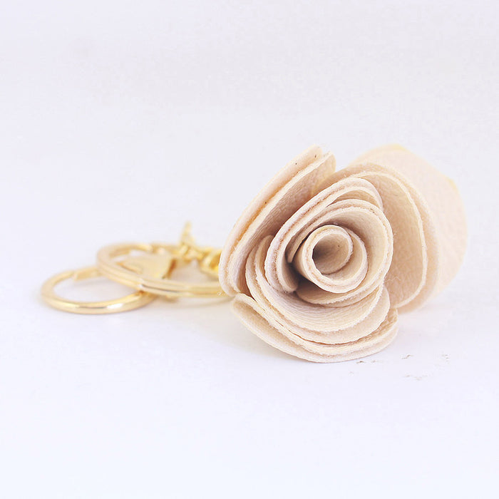 Cute Rhinestone Rose Car Keychain Bag Charm for Women