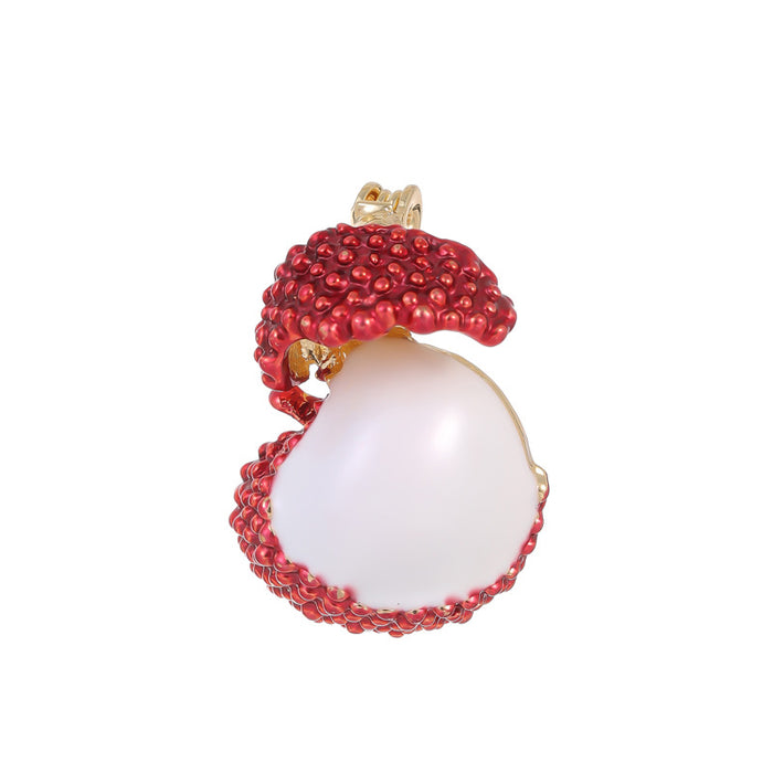 Red Gold Tone Lychee Metal Brooch Pin for Jackets and Lapels