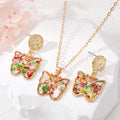 Gold Tone Butterfly Resin Pressed Flower Necklace Earring and Set Options view 4