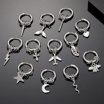 Silver Hoop Charm Earrings Multi Ring Drops 12 Styles