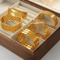 Gold Geometric Cutout Wide Cuff Bracelets Crystal Accents view 2