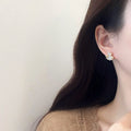 Gold Gourd Shape Crystal Stud Earrings with Open Frames view 4