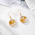 Round Resin Dried Flower Drop Earrings Gold Silver 6 Styles view 7