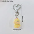Flocked Yellow Chick Keychains Heart Clasp 2 Styles view 3