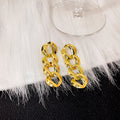Chunky Metal Chain Link Drop Earrings Gold Silver Tones view 3