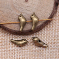 Small Bird Bead in Antique Silver and Antique Bronze Metal view 4