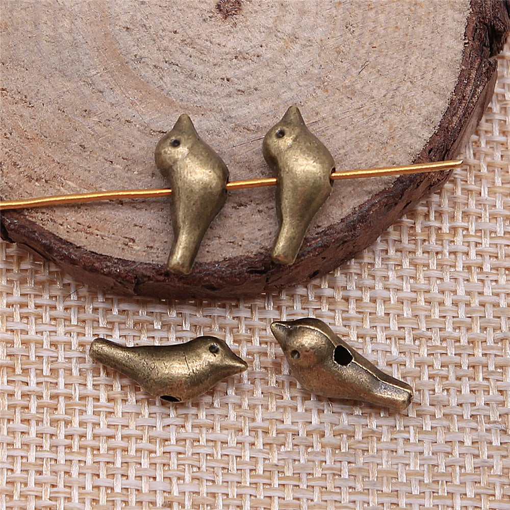 15x6x5mm 1.3g Zinc Alloy Bird Loose Metal Beads for DIY Bracelet Necklace Jewelry Making
