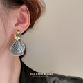 Two Tone Fan Drop Statement Stud Earrings Fashion Jewelry view 4