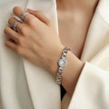 Steel Roman Numeral Dial Bracelet Shell Center Link Band view 6