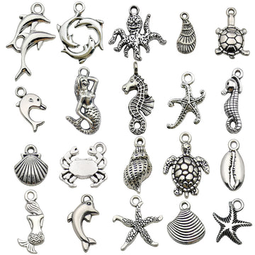 Metallic Seahorse and Turtle Metal Charms with 26 Listed Options
