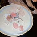 Sheer Pink Organza Ribbon Choker Fabric Rose Lace Flower view 2