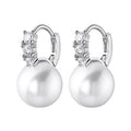 Silver Pearl Drop Huggie Earrings Heart Or Round Stones view 6