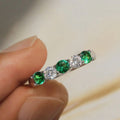 Alternating Round Stone Slim Band Ring In Four Color Options view 2