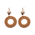 Woven Rattan Drop Earrings in Triangle and Round Styles view 5