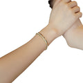 Gold Tone Three Row Disc And Crystal Slider Bracelet view 5