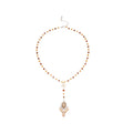 Brown Beaded Necklace with Ornate Eye Teardrop Pendant view 5