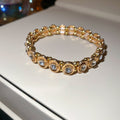 Gold Oval Rhinestone Stretch Bracelet Geometric Crystal Band view 6