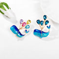 Aqua Blue Whale Two Designs Metal Brooch Pin for Jackets and Lapels view 4