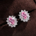 Oval Floral Halo Stud Earrings In Seven Center Colors view 8