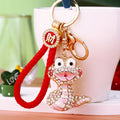 Jeweled Striped Snake Keychains in Four Plain Braided and Fortune Loop Options view 1