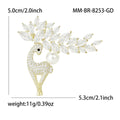 Gold Tone Deer Brooch Pearl Accent Crystal Leaf Antlers view 5