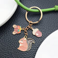 Autumn Squirrel Acorn Harvest Wagon Enamel Charm Keychain view 2
