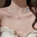 Mermaid Tail Shell Pearl Double Strand Invisible Wire Necklace view 1