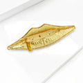 Textured Gold Tone Lips Brooch with Crystal Ring Accent view 3