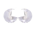Polished Notched Round Gold and Silver Statement Earrings view 5