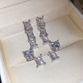 Silver Tone Geometric Crystal Heart Drop Earrings Fashion Jewelry view 6