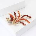 Gold Tone Long Tail Phoenix Brooch in Four Enamel Colors view 3