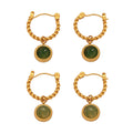 Twisted Hoop Earrings Green Agate Drop Gold Or Steel view 5
