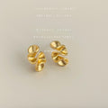 Gold Tone Double Layer Curled Sculptural Stud Earrings For Women view 3